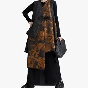 Elegant Black and Gold Layered top, jacket